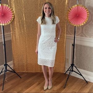 White lace midi dress